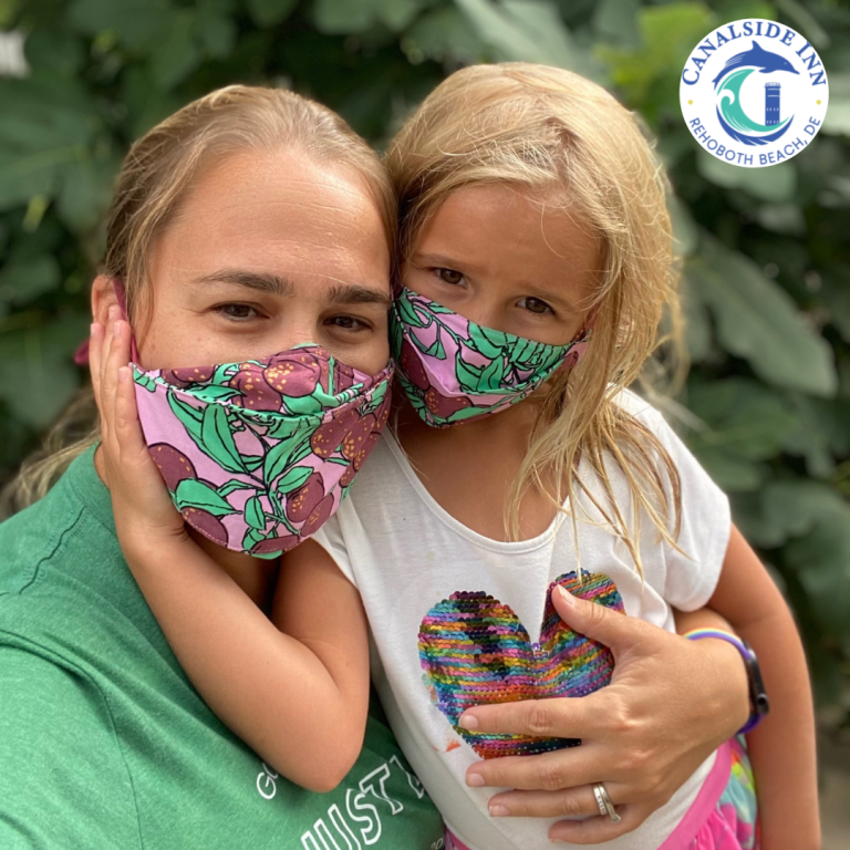 Be positive and stay negative Canalside Inn owner and her daughter wearing masks to help stop the spread of covid 19