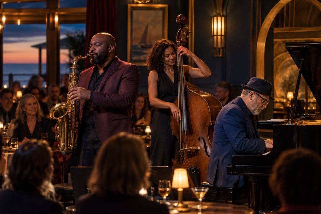Jazz trio performing during the Rehoboth Beach Jazz Festival in October